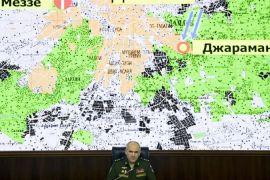General-pukovnik Sergej Rudskoj govori tokom brifinga u Ministarstvu odbrane u Moskvi nakon udara 14. aprila 2018. u Siriji (AP)