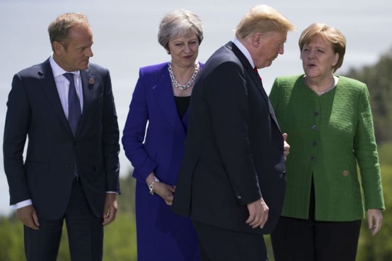 Donald Tusk, Theresa May, Donald Trump, Angela Merkel
