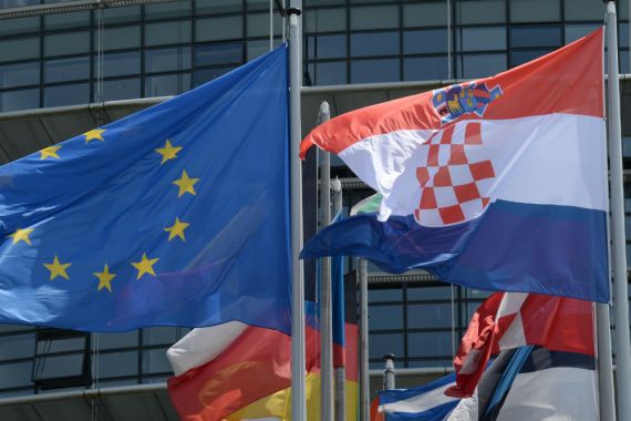Hrvatska, EU, Evropska unija, Europska unija, Zastave