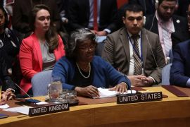 Američka ambasadorica u Ujedinjenim narodima Linda Thomas-Greenfield obraća se Vijeću sigurnosti UN-a na sastanku na kojem razmtraju rezoluciju kojom se poziva na prekid vatre u Gazi, u sjedi&scaron;u UN-a, u New Yorku, 22. marta 2024. [Mike Segar/Reuters]