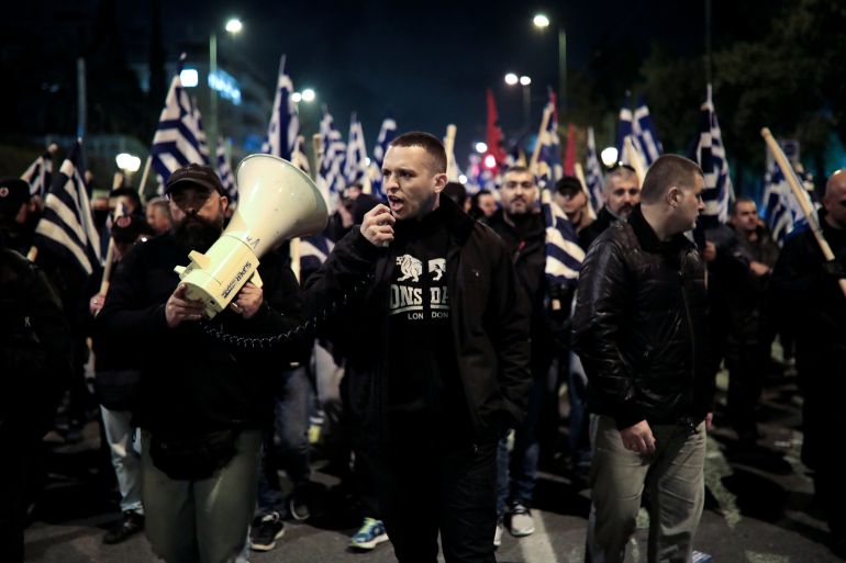 Ilias Kasidiaris tokom protesta protiv Turske u Atini 2018. godine (REUTERS/Alkis Konstantinidis (REUTERS/Alkis Konstantinidis